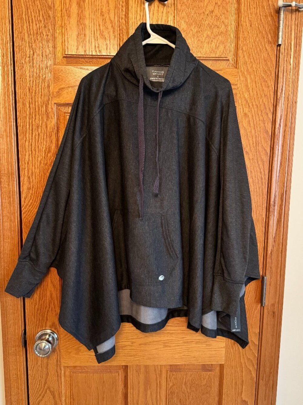 NWT Tahari Sport Cowl Neck Hi Lo Grey Pullover Sweatshirt Small RN63619